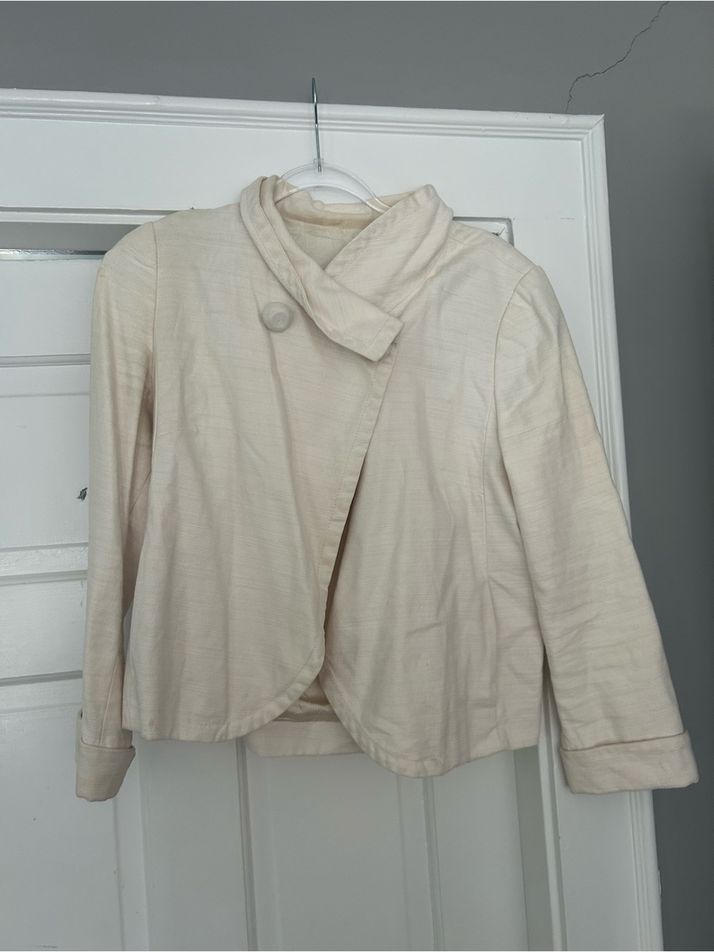 J. Crew Women's Cream Asymmetrical Collar Jacket